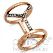 Wholesale Rose Gold Plated Stainless Steel Clear Crystal Finger Cuff