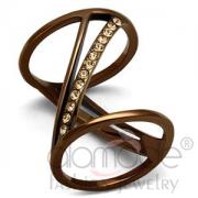 Wholesale Light Coffee Stainless Steel Light Peach Crystal Finger Cuff