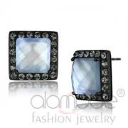 Wholesale Halo Black Stainless Steel Square Aquamarine Conch Studs