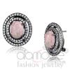Halo Black Stainless Steel Round Light Rose Coral Studs