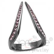 Wholesale Light Black Stainless Steel Amethyst Crystal Finger Cuff