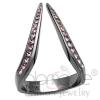 Light Black Stainless Steel Amethyst Crystal Finger Cuff