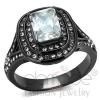 Halo Black Stainless Steel Cubic Zirconia Engagement Ring