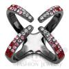 Light Black Stainless Steel Pink-Red Crystal Finger Cuff