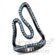 Wholesale Light Black Stainless Steel Aquamarine Crystal Finger Cuff