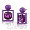 Modern Stainless Steel Fuchsia Purple Crystal Drop Earrings