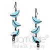 Black Stainless Steel Sea Blue Epoxy Lips Drop Earrings
