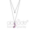 Stainless Steel Crystal Pink Stiletto Pendant Necklace