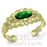 Wholesale Antique Gold Plated Brass Emerald Glass Bangle Bracelet