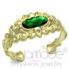 Antique Gold Plated Brass Emerald Glass Bangle Bracelet