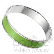 Wholesale Wide Polished Stainless Steel Emerald Epoxy Bangle Bracelet