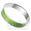 Wide Polished Stainless Steel Emerald Epoxy Bangle Bracelet