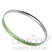 Wholesale Thin Polished Stainless Steel Emerald Epoxy Bangle Bracelet