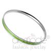 Thin Polished Stainless Steel Emerald Epoxy Bangle Bracelet