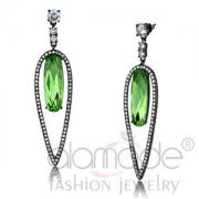 Wholesale Light Black Stainless Steel Emerald Crystal Drop Earrings