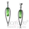Light Black Stainless Steel Emerald Crystal Drop Earrings