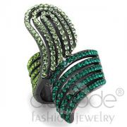 Wholesale Light Black Stainless Steel Emerald Crystal Novelty Ring