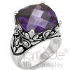 Celtic Stainless Steel Square Amethyst CZ Engagement Ring