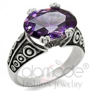 Wholesale Celtic Stainless Steel Oval Cut Amethyst CZ Engagement Ring