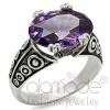 Celtic Stainless Steel Oval Cut Amethyst CZ Engagement Ring