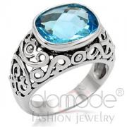 Wholesale Celtic Stainless Steel Sea Blue Glass Engagement Ring