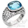 Celtic Stainless Steel Sea Blue Glass Engagement Ring