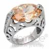 Celtic Stainless Steel Oval Cut Champagne CZ Engagement Ring