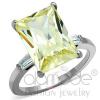 Stainless Steel Oblong Yellow CZ 3 Stone Engagement Ring