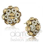 Wholesale Gold Stainless Steel Yellow Crystal Flower Stud Earrings