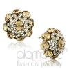 Gold Stainless Steel Yellow Crystal Flower Stud Earrings