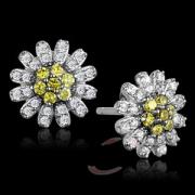 Wholesale Rhodium 925 Sterling Silver Topaz CZ Flower Stud Earrings