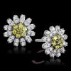 Rhodium 925 Sterling Silver Topaz CZ Flower Stud Earrings