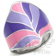 Wholesale Pattern Pink And Purple Stainless Steel Epoxy Ring