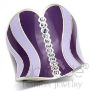 Wholesale Purple Striped Corset Stainless Steel Crystal Epoxy Ring