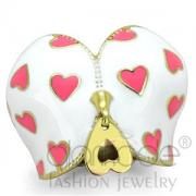 Wholesale Pink Hearts Corset Stainless Steel Epoxy Ring