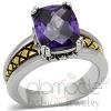 Celtic Two-Tone Brass Amethyst Purple CZ Engagement Ring