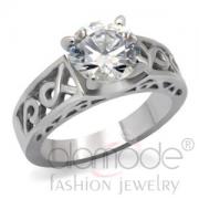 Wholesale Celtic Polished Stainless Steel Clear CZ Engagement Ring