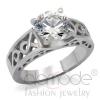 Celtic Polished Stainless Steel Clear CZ Engagement Ring