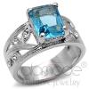 Celtic Stainless Steel Sea Blue Glass Engagement Ring