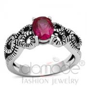 Wholesale Celtic Polished Stainless Steel Ruby Red CZ Engagement Ring