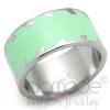 Simple Patterned Stainless Steel Mint Green Epoxy Ring