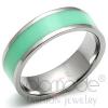 Simple High Polished Stainless Steel Mint Green Epoxy Ring