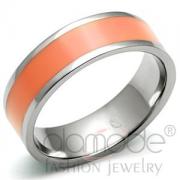 Wholesale Simple High Polished Stainless Steel Orange Epoxy Ring
