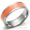 Simple High Polished Stainless Steel Orange Epoxy Ring