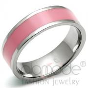 Wholesale Simple High Polished Stainless Steel Rose Pink Epoxy Ring