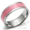 Simple High Polished Stainless Steel Rose Pink Epoxy Ring