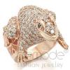 Rose Gold Plated Brass Clear & Black CZ Frog Cocktail Ring