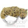 Two-Tone Plated Brass Topaz Yellow CZ Panther Cocktail RIng