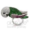 Rhodium & Ruthenium Brass Multicolor CZ Parrot Cocktail Ring