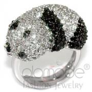 Wholesale Rhodium & Ruthenium Brass Multicolor CZ Panda Cocktail Ring